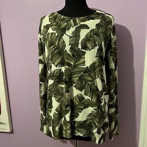 SHOW ME YOUR MUMU TROPICAL SWEATER - GREEN MAJESTIC PALM KNIT